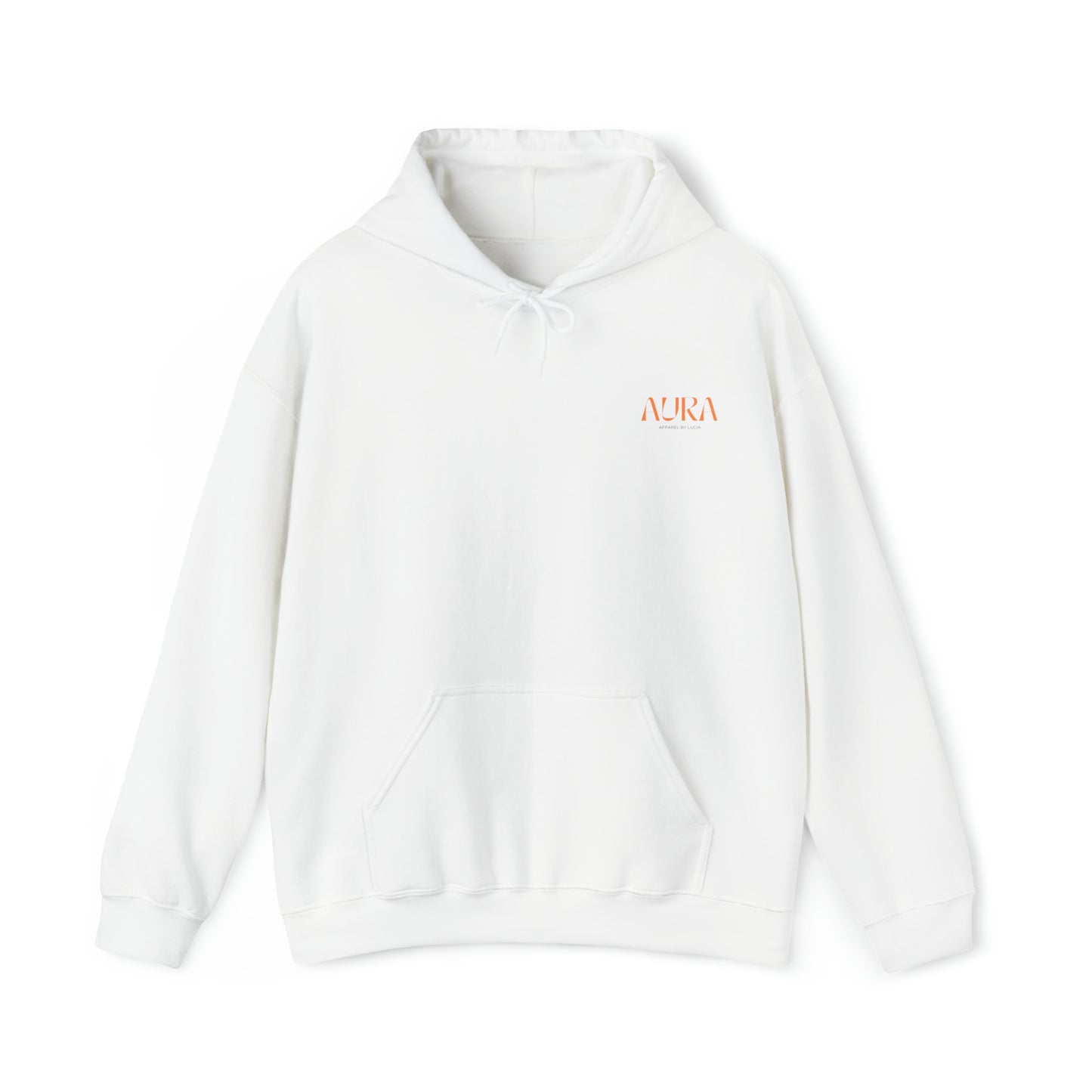 Orange BACK Aura Apparel LOGO Unisex Heavy Blend™ Hooded Sweatshirt