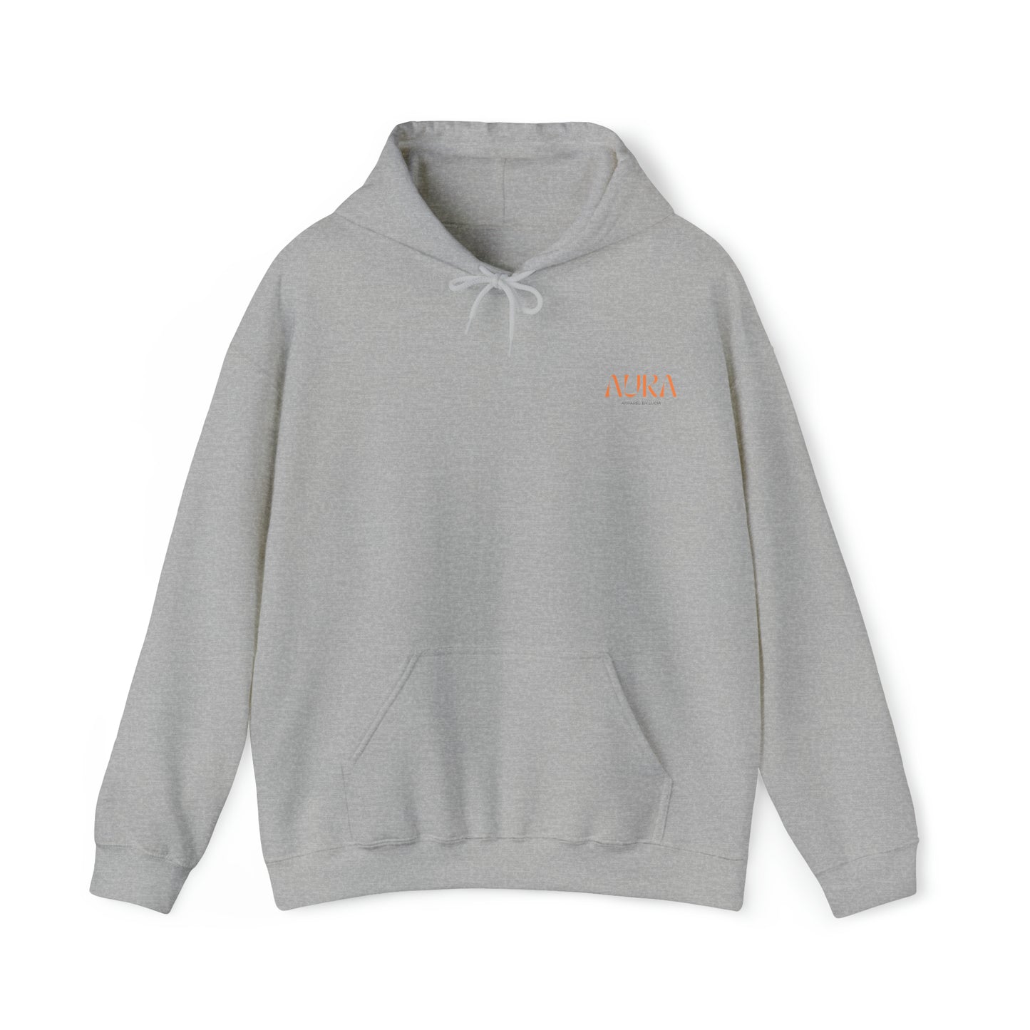 Orange BACK Aura Apparel LOGO Unisex Heavy Blend™ Hooded Sweatshirt