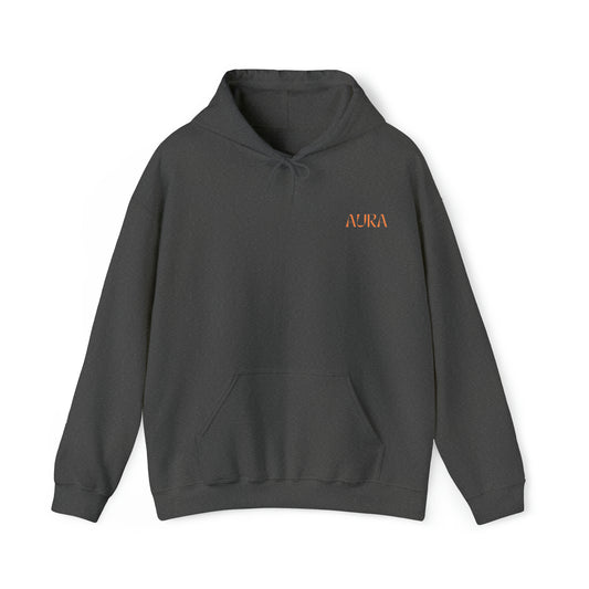 Orange BACK Aura Apparel LOGO Unisex Heavy Blend™ Hooded Sweatshirt