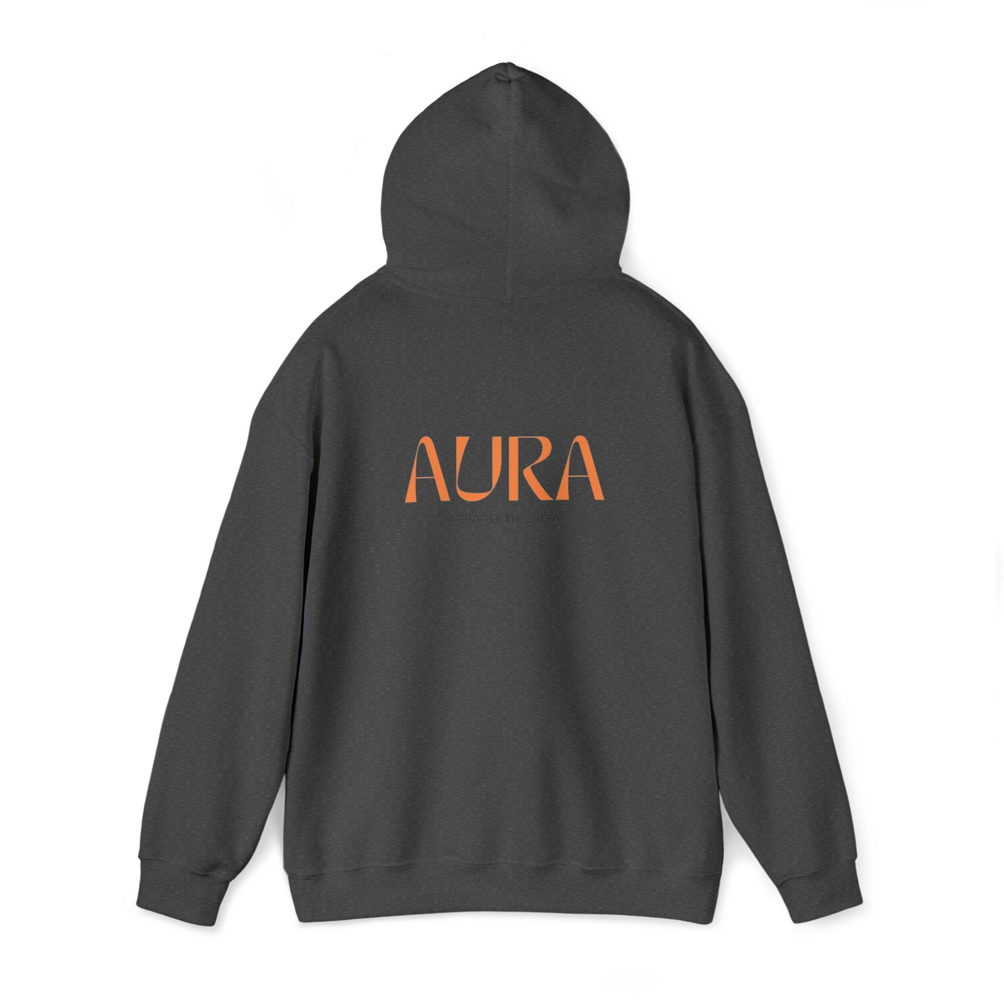 Orange BACK Aura Apparel LOGO Unisex Heavy Blend™ Hooded Sweatshirt