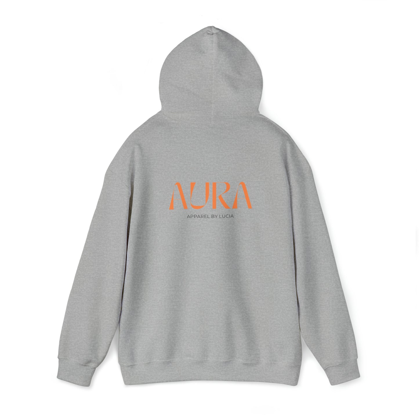 Orange BACK Aura Apparel LOGO Unisex Heavy Blend™ Hooded Sweatshirt