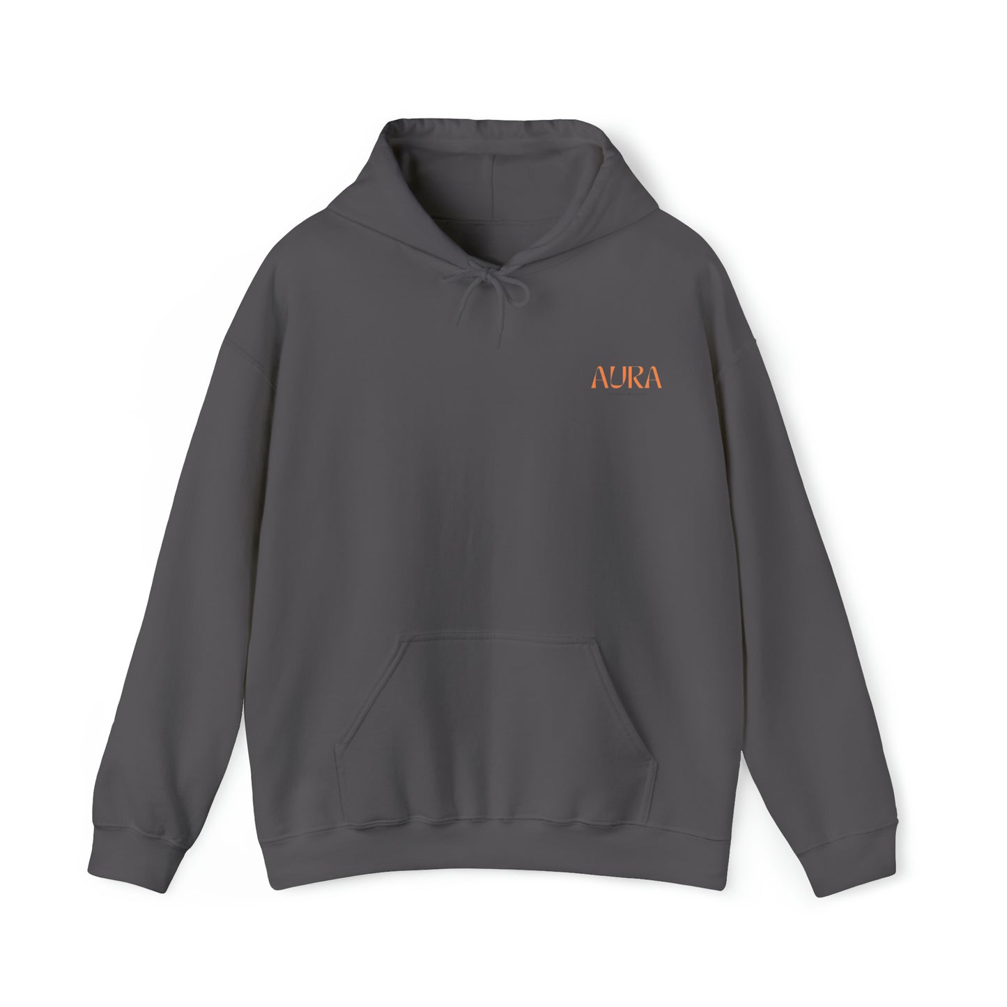 Orange BACK Aura Apparel LOGO Unisex Heavy Blend™ Hooded Sweatshirt