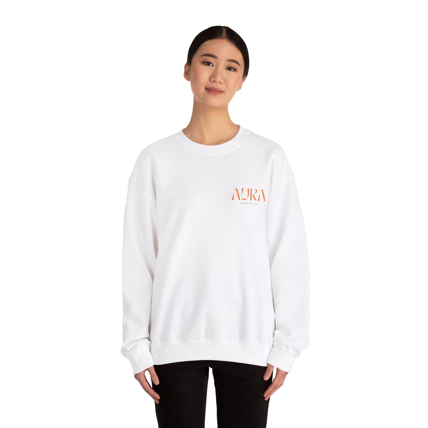 Aura Apparel Orange Smile Crewneck Unisex Heavy Blend™ Crewneck Sweatshirt