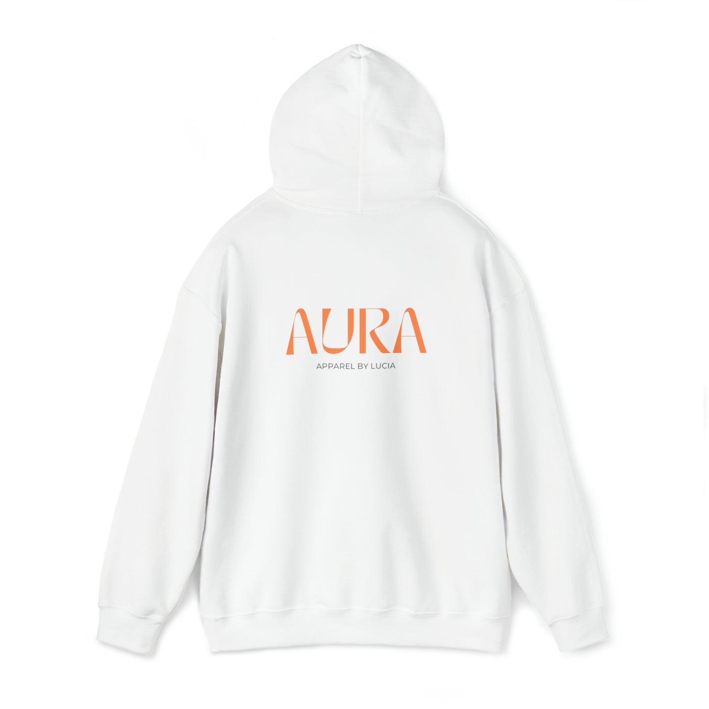 Orange BACK Aura Apparel LOGO Unisex Heavy Blend™ Hooded Sweatshirt