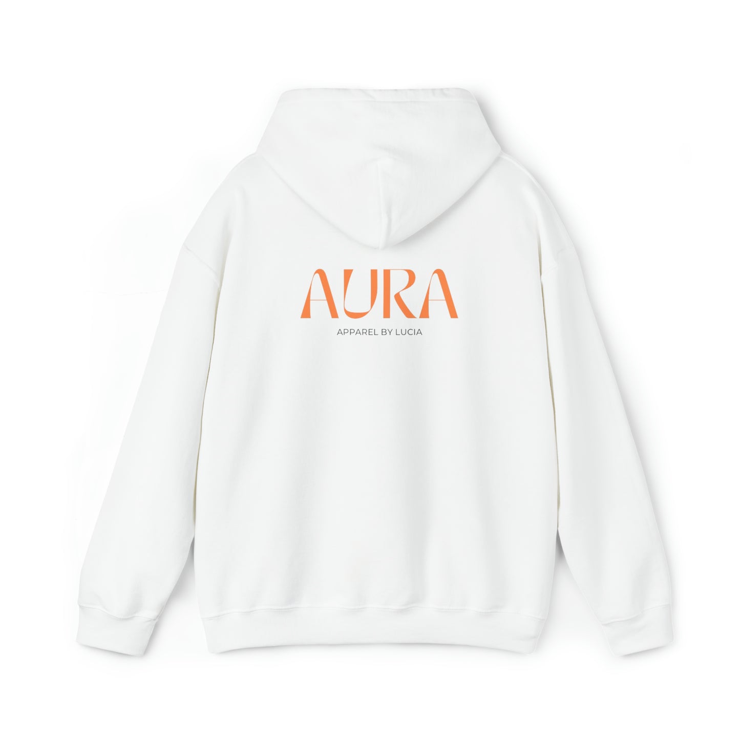 Orange BACK Aura Apparel LOGO Unisex Heavy Blend™ Hooded Sweatshirt