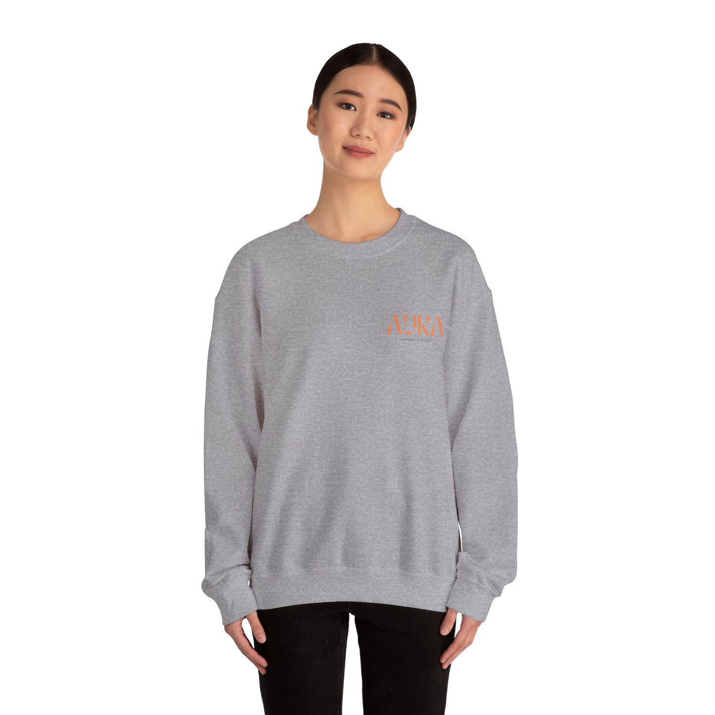 Aura Apparel Orange Smile Crewneck Unisex Heavy Blend™ Crewneck Sweatshirt