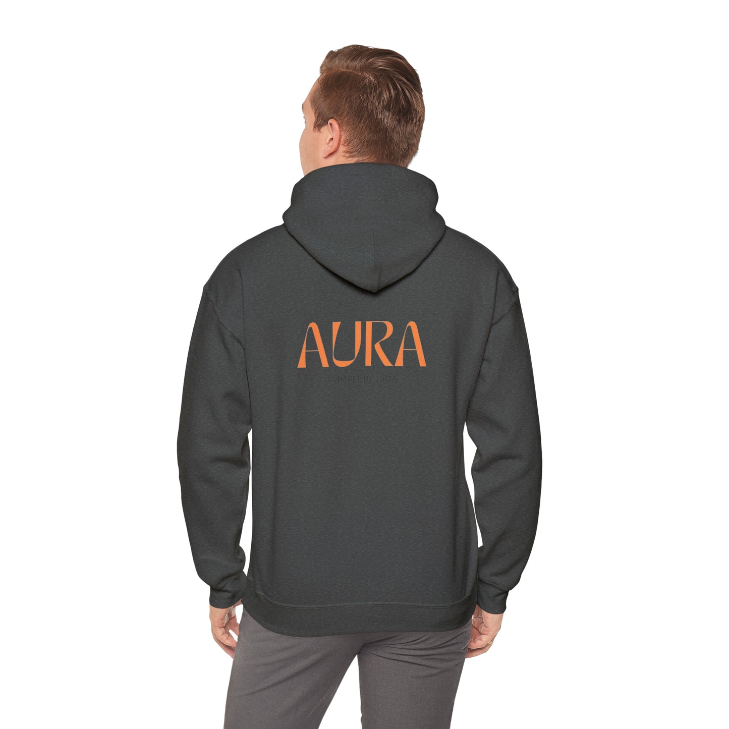 Orange BACK Aura Apparel LOGO Unisex Heavy Blend™ Hooded Sweatshirt