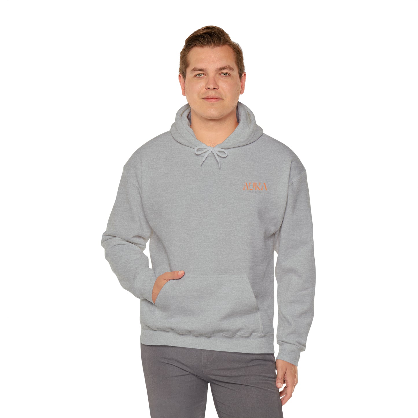 Orange BACK Aura Apparel LOGO Unisex Heavy Blend™ Hooded Sweatshirt