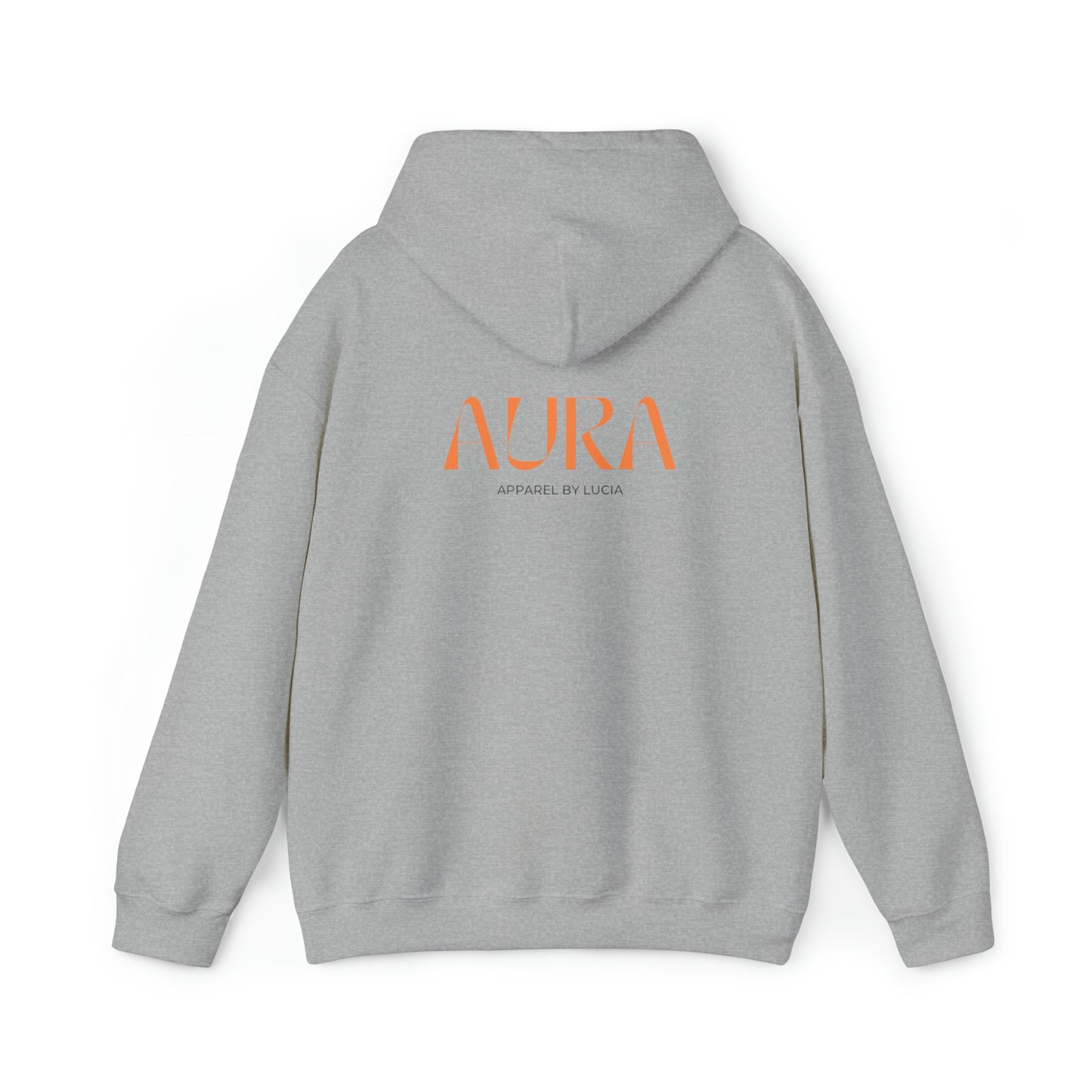 Orange BACK Aura Apparel LOGO Unisex Heavy Blend™ Hooded Sweatshirt