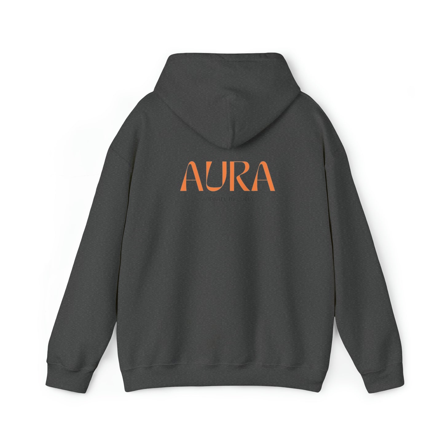 Orange BACK Aura Apparel LOGO Unisex Heavy Blend™ Hooded Sweatshirt